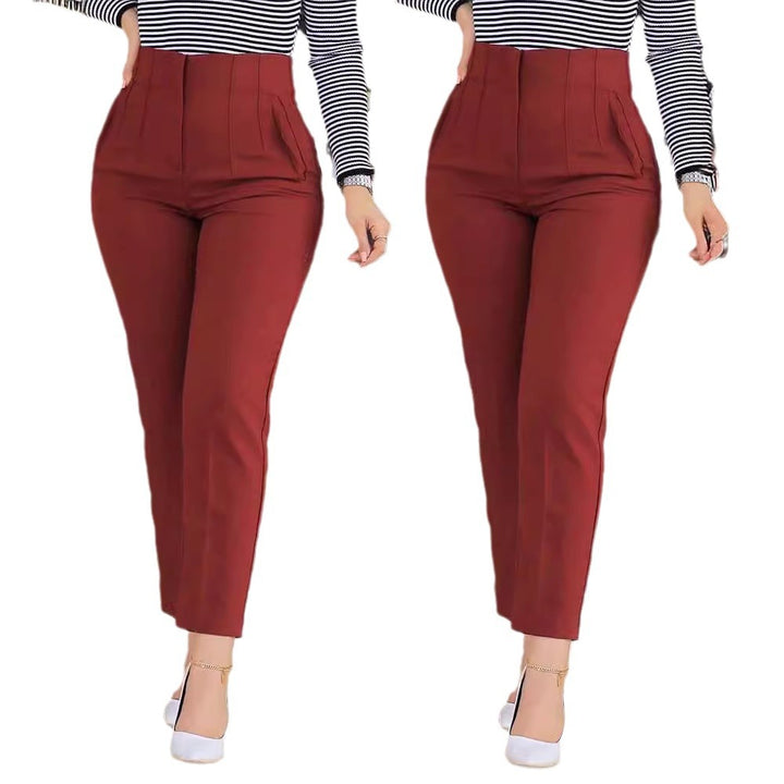Damen Hohe Taille Anzughose mit eleganten Falten Drune
