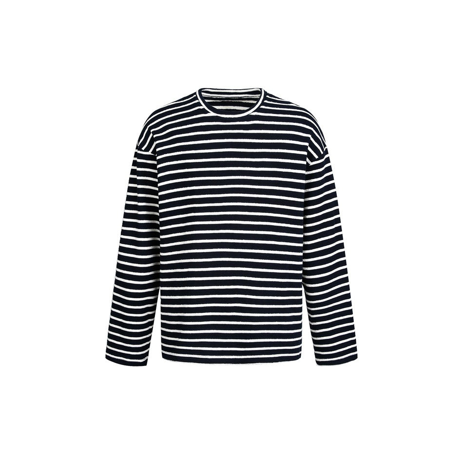 Unisex Gestreifter Breton-Pullover mit Rundhalsausschnitt und Oversize-Schnitt Drune