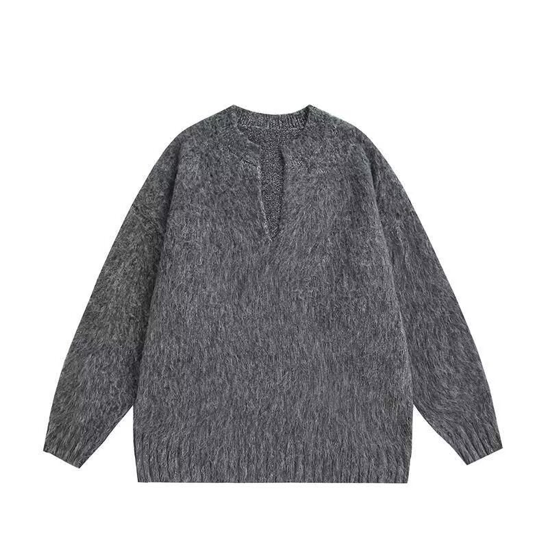 Herren Oversized Grobstrickpullover mit V-Ausschnitt Drune