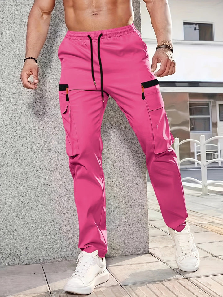 Herren Tapered Cargojogginghose mit elastischem Bund, Tunnelzug & Multifachtaschen Drune