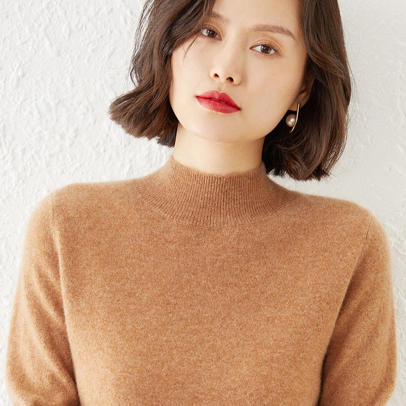 Damen Luxuriöser Kaschmir-Feinstrickpullover mit Stehkragen Drune