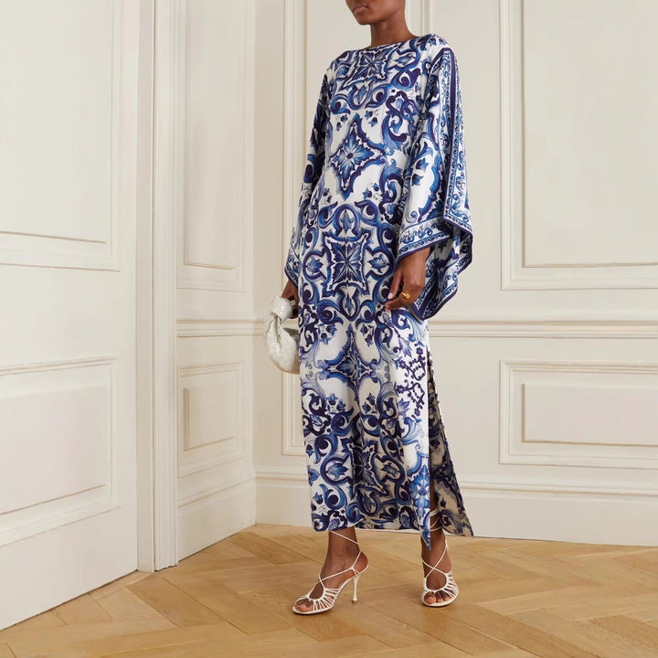 Damen Eleganter Kaftan mit kunstvollem Muster und seitlichen Schlitzen Drune