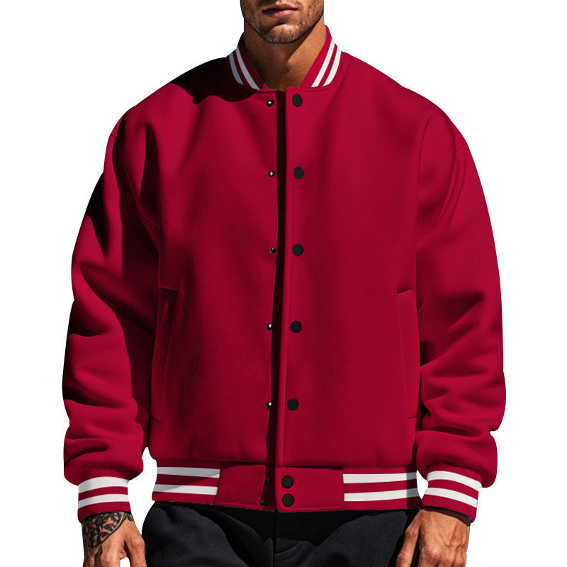 Herren nan College-Strickjacke im Retro-Look mit Rippkragen, Druckknopfverschluss und Eingrifftaschen Drune