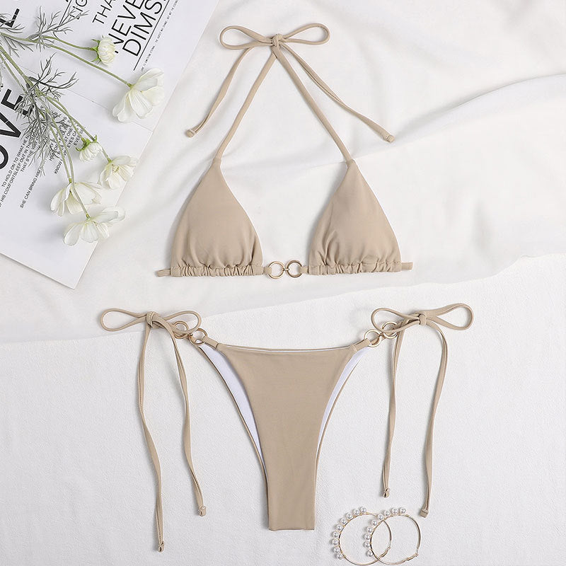 Damen Triangel-Bikini mit modischem Ring-Detail und verstellbaren Trägern Drune
