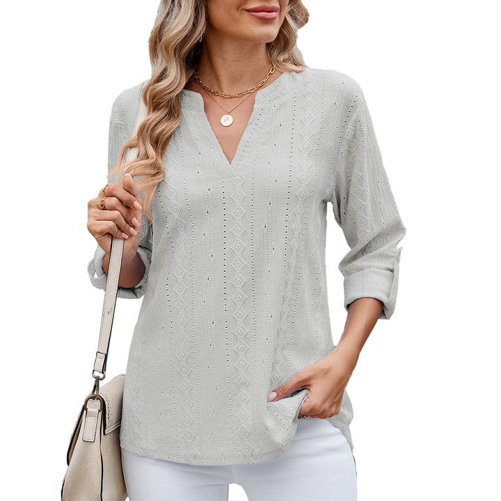 Damen Elegantes und luftiges Blusenshirt mit V-Ausschnitt Drune