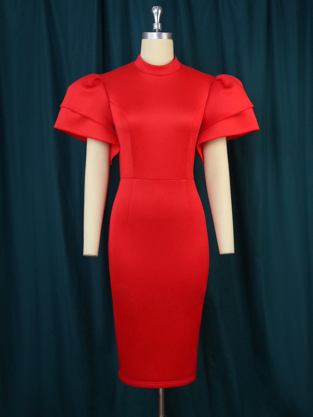 Damen figurbetontes Kleid mit voluminösen Ärmeln Drune