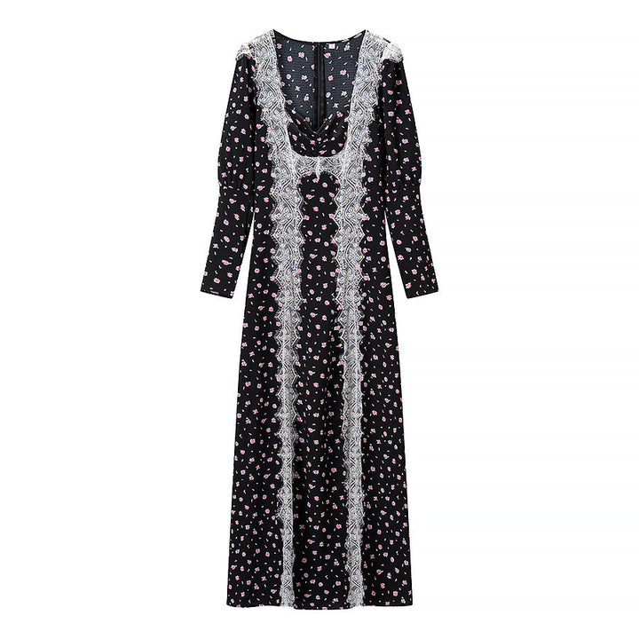Damen Maxikleid mit Spitzenbesatz und floralem Alloverprint Drune