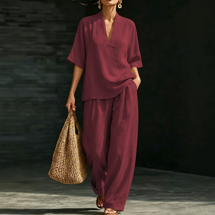 Damen Leichtes Oversize V-Ausschnitt Tunika‑Top mit Kimonoärmeln Drune