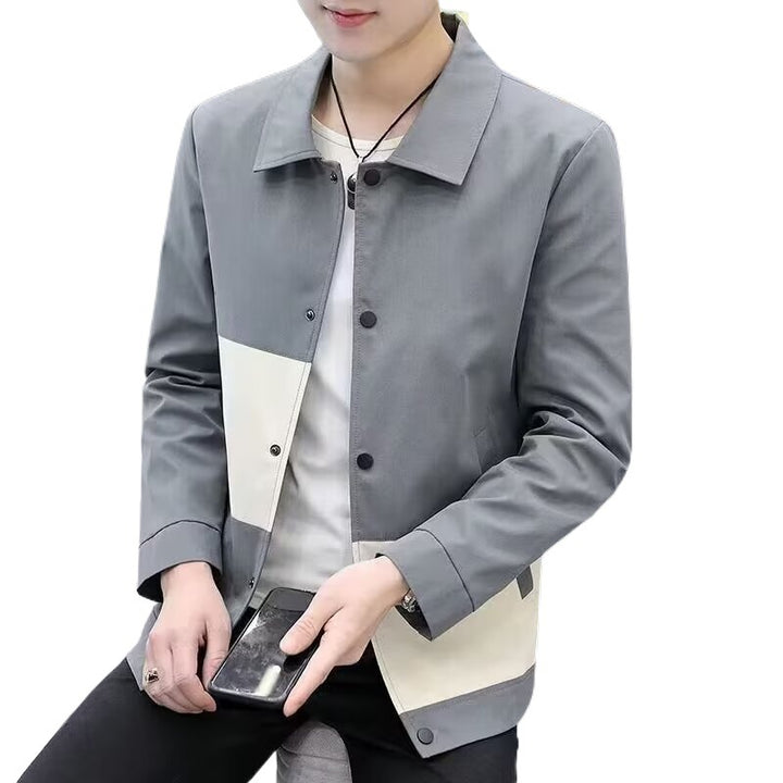 Herren modische Übergangsjacke mit kreativen Farbblock-Design Drune