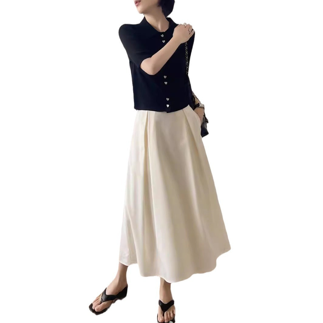 Damen Elegante und lässige Midi-Bluse mit Knopfdetail Drune