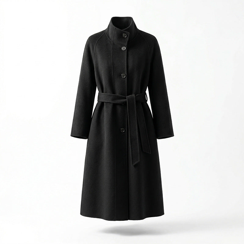 Damen Stylischer und eleganter Mantel mit hohem Kragen Drune