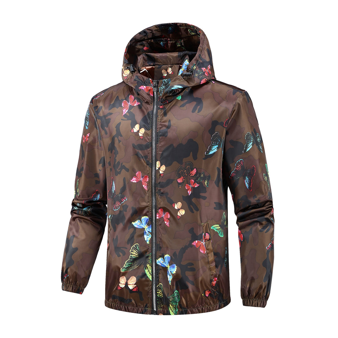 Damen Leichte Camo-Jacke mit buntem Schmetterlingsdruck Drune