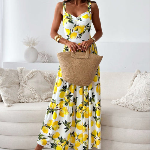 Damen Sommerkleid mit romantischem Zitronenprint Drune