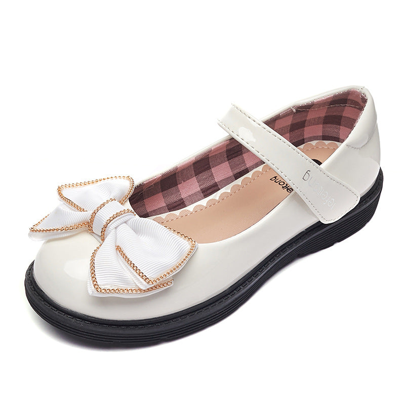 Mädchen Ballerina Schuhe mit verstellbarem Riemen und dekorativem Schleifenakzent Drune