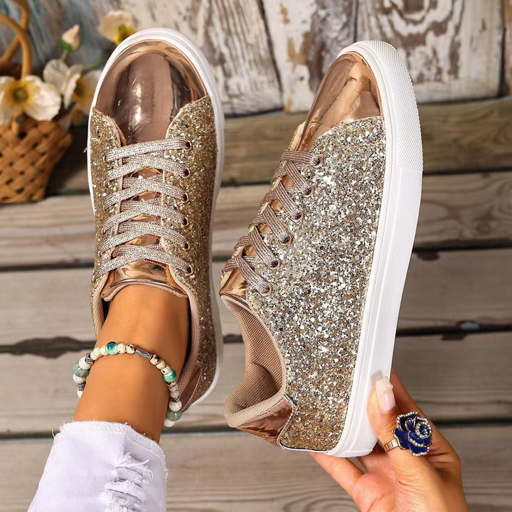 Damen Glitzernde Sneakers mit metallisch schimmerndem Obermaterial Drune