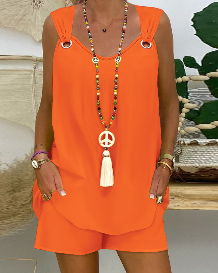 Damen Sommeroverall mit praktischen Taschen und Bindegürtel Drune