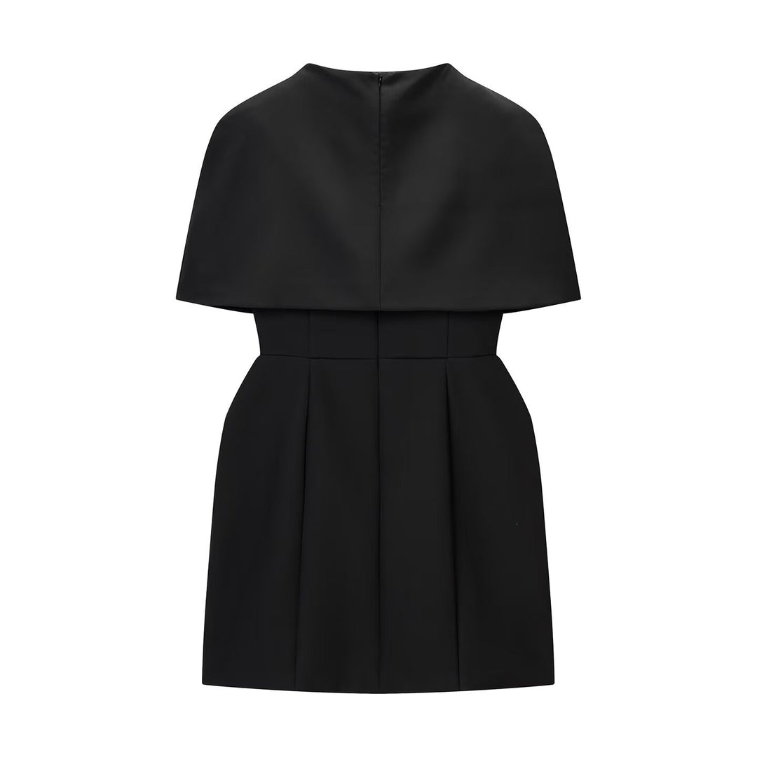 Damen elegantes Hochzeitskleid mit Cape-Ärmeln und tailliertem Schnitt Drune