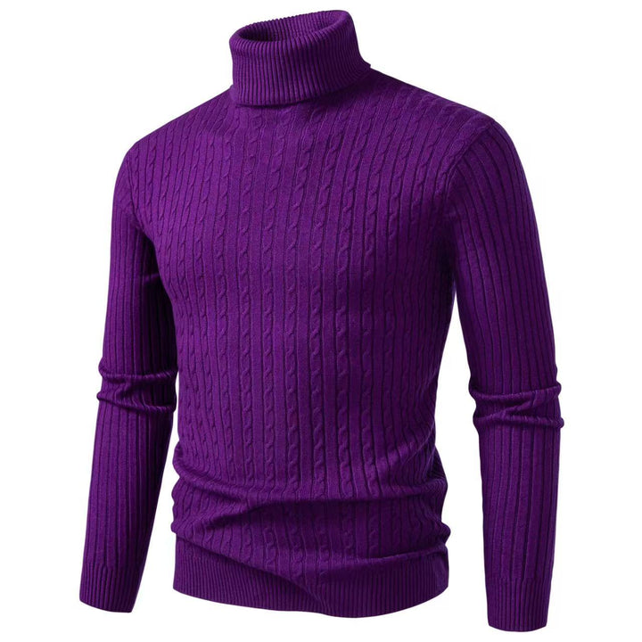Herren nan gerippter Rollkragenpullover mit Zopfmuster und körpernaher Slim-Fit-Silhouette Drune