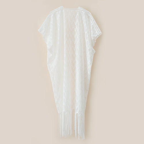 Damen eleganter und luftiger Kaftan mit fransigen Abschlüssen Drune