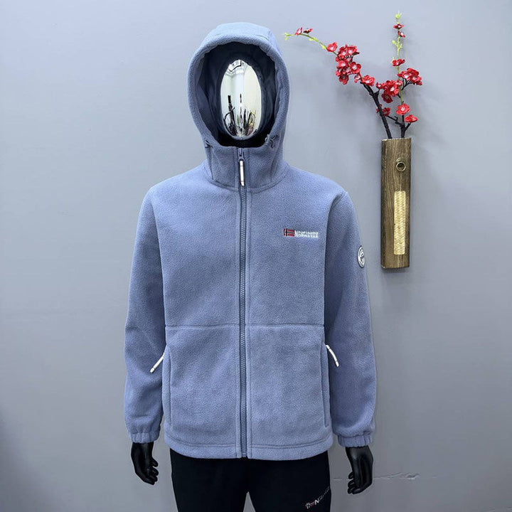 Herren Fleece-Kapuzenjacke mit windabweisender Oberfläche und Reißverschlusstaschen Drune