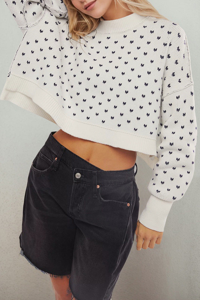 Damen lässiger Pullover mit strukturiertem Design und baumwollartiger Textur Drune