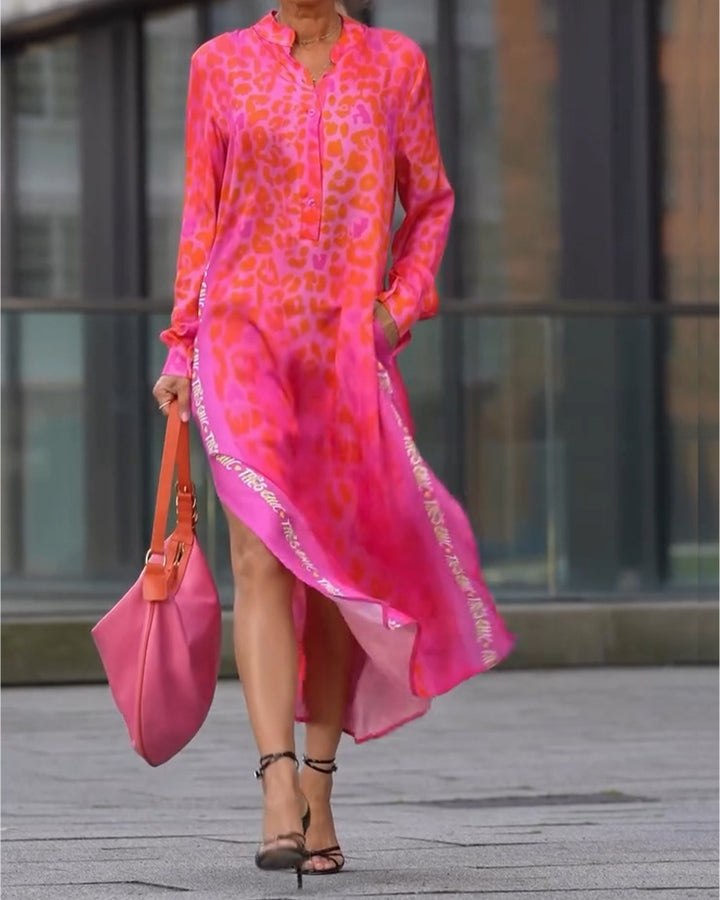Damen Maxikleid mit modischem Leopardenmuster und schimmernden Details Drune