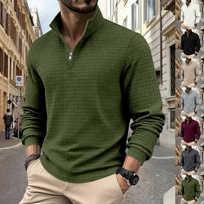 Herren sportlicher Pullover im strukturierten Design mit hallem Reißverschluss Drune