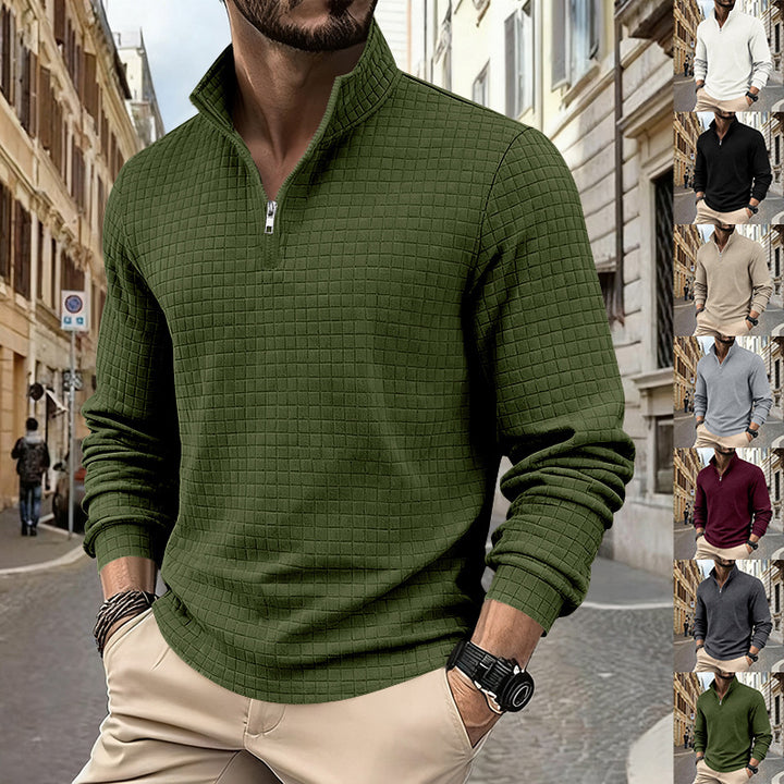 Herren sportlicher Pullover im strukturierten Design mit hallem Reißverschluss Drune