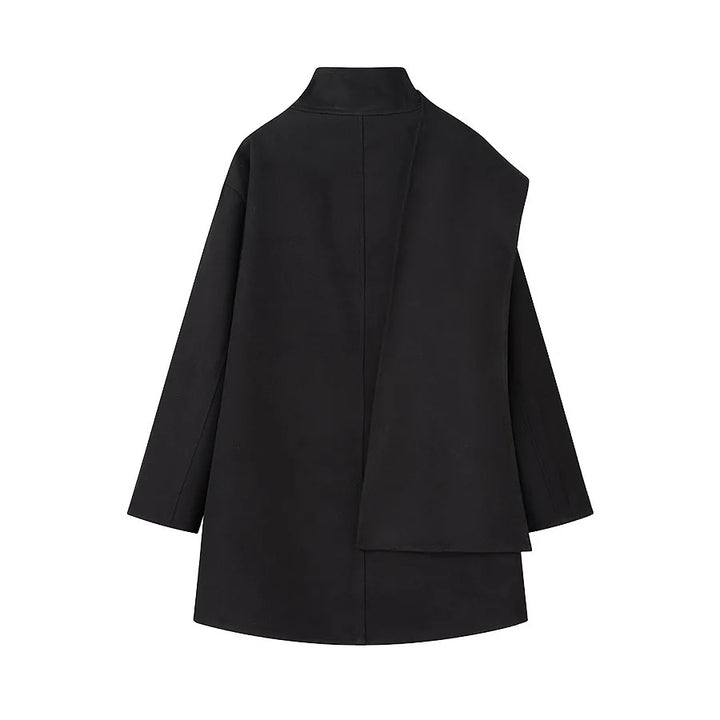 Damen nan asymmetrischer Mantel mit Stehkragen und überschnittenem Cape-Detail Drune
