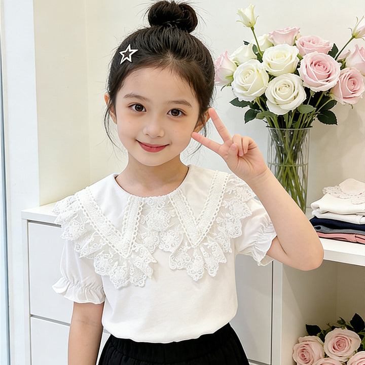 Mädchen Bluse mit trendigem Spitzenkragen Drune