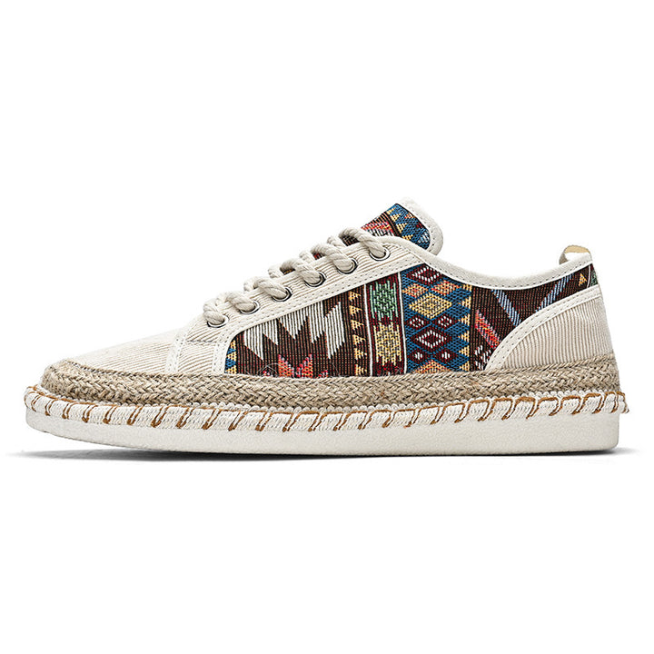 Unisex Espadrille-Sneaker mit geflochtenem Jutemittelsohle und ethnischem Webmuster Drune