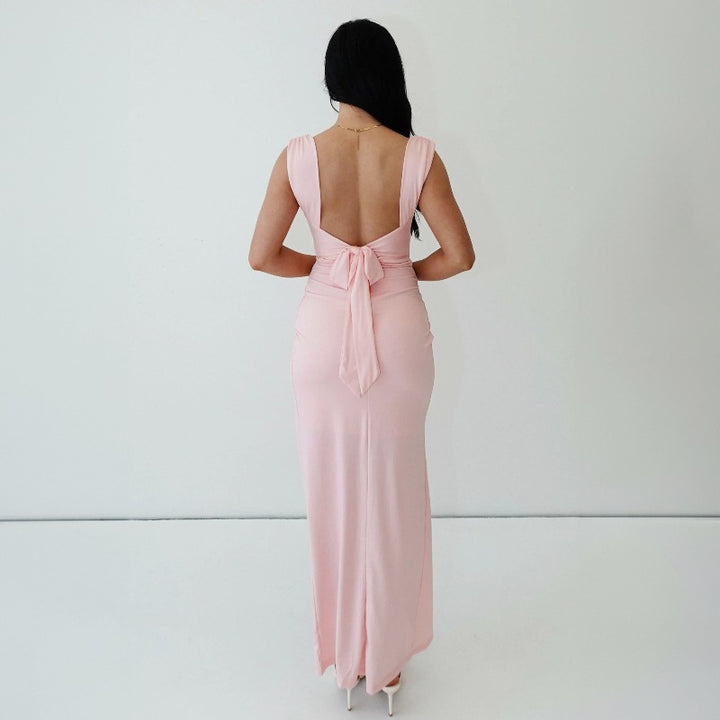 Damen Figurbetontes Maxi-Kleid mit elegantem Schlitz und Raffungen Drune