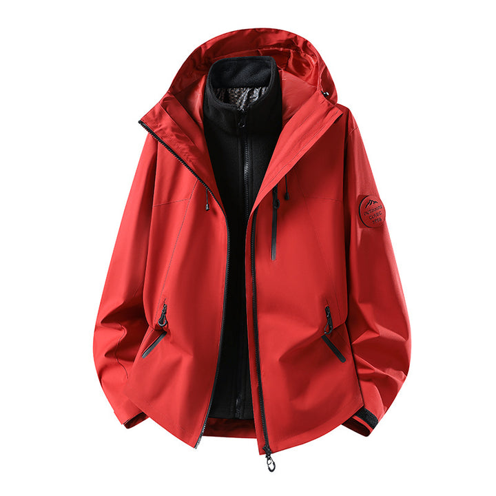 Herren Zweiteilige wasserdichte Outdoorjacke mit abnehmbarer Fleece‑Innenjacke und versiegelten Nähten Drune