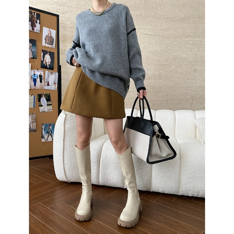Damen eleganter Pullover mit strukturiertem Schnitt und moderner Akzent Drune