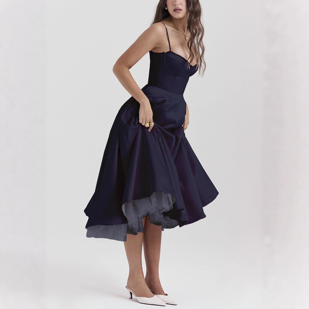 Damen nan Bustierkleid mit geformtem Mieder, weichem Tellerrock, integriertem Tüll-Unterzug und Eingrifftaschen Drune