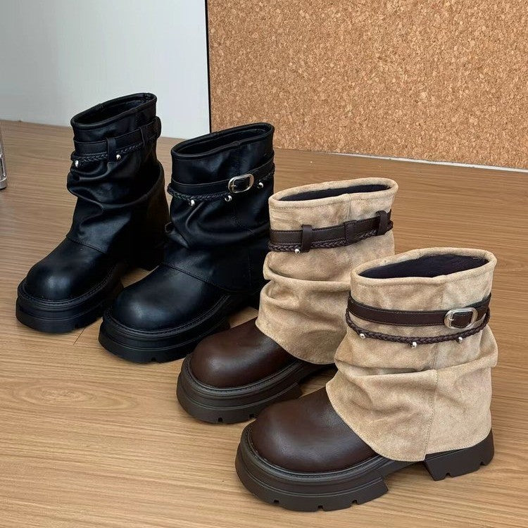 Damen Modische und Bequeme Stiefeletten Drune