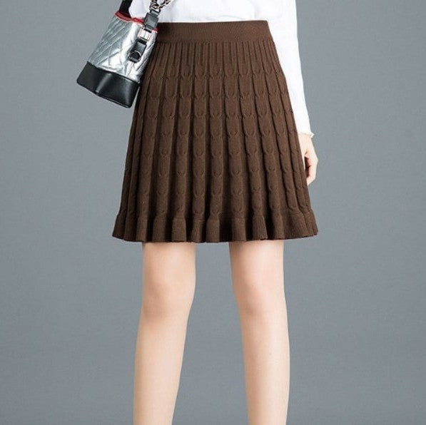 Damen Wellenmuster Midi-Rock aus Strick Drune