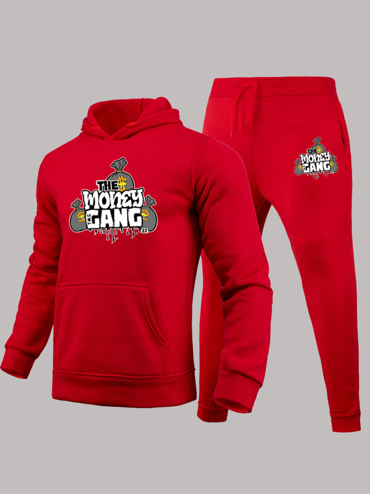 Herren Sportlicher Hoodie- und Jogginghose Set mit kreativem Grafikdruck Drune