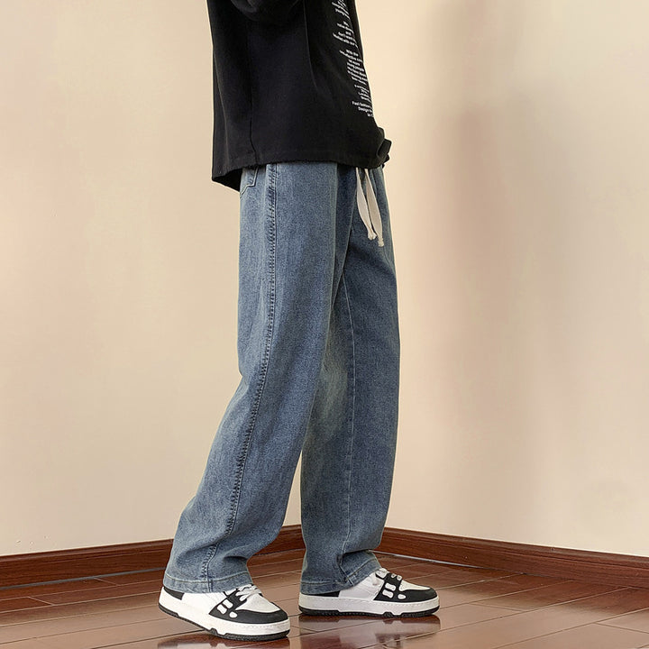 Herren lässige Denim-Hose mit bequemem Schnitt und elastischem Bund Drune