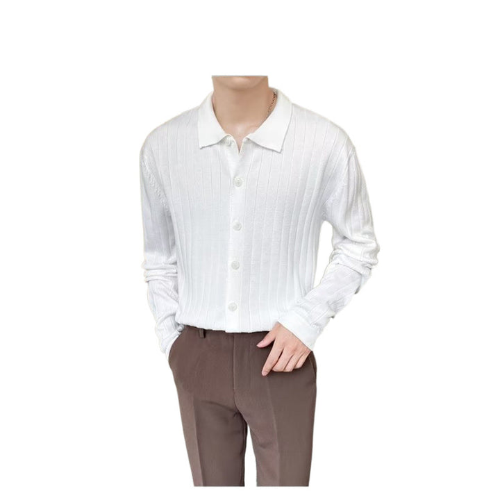 Herren Elegantes Langarm-Polohemd mit Struktur Drune