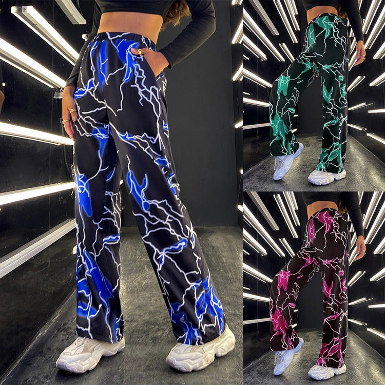 Damen stylische weite Hosen mit einzigartigem Blitzeffekt Drune