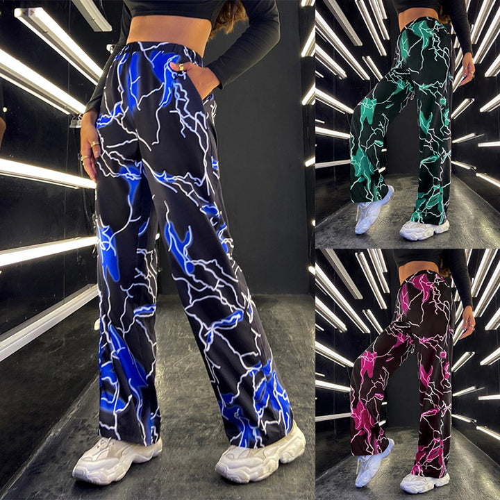Damen stylische weite Hosen mit einzigartigem Blitzeffekt Drune