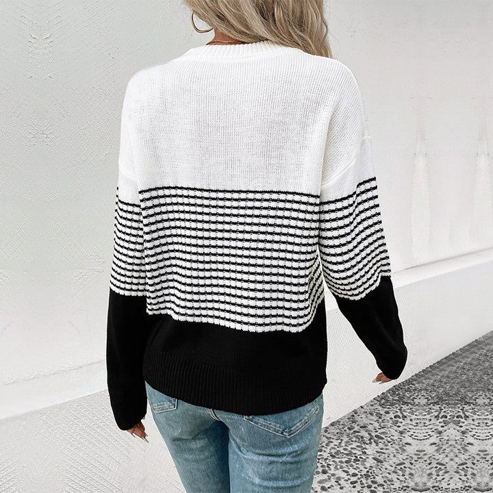 Damen Modischer Strickpullover mit Blockstreifen Drune