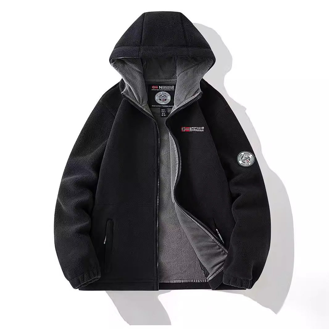 Damen Kapuzen-Fleecejacke mit Teddyfutter und durchgehendem Reißverschluss Drune