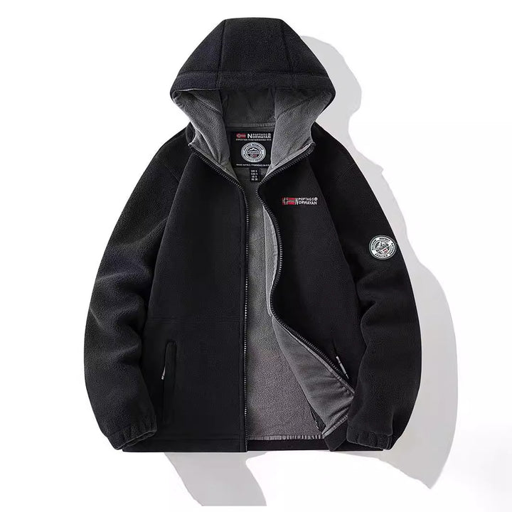Damen Kapuzen-Fleecejacke mit Teddyfutter und durchgehendem Reißverschluss Drune