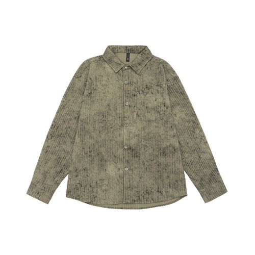 Unisex Leichtes Oversize-Hemdjacken-Shirt mit gewaschener Struktur und Brusttasche Drune