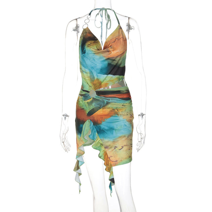 Damen Elegantes Wickelkleid mit raffiniertem Wasserdesign Drune