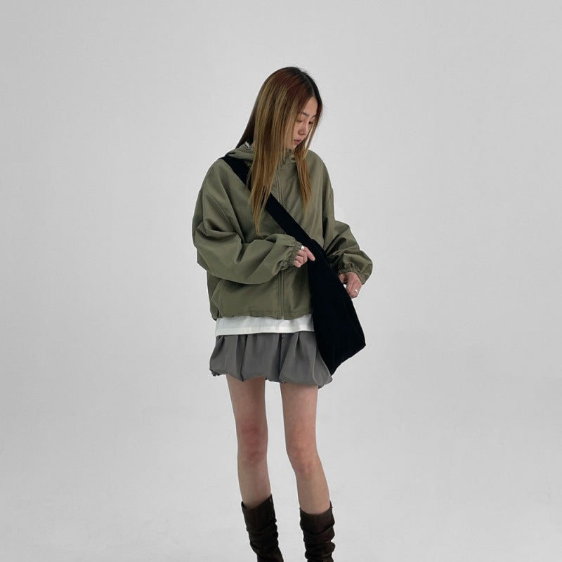 Damen winddichte Jacke mit Kapuze Drune