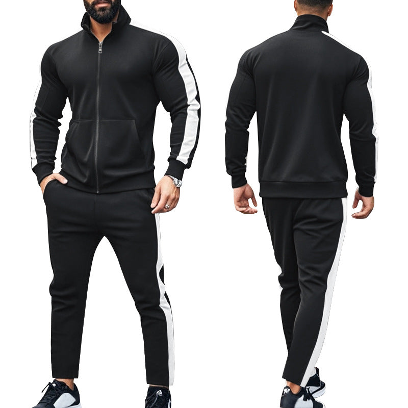 Herren nan zweiteiliges Jogginganzug-Set mit Stehkragen-Zipjacke und konisch zulaufender Jogginghose Drune