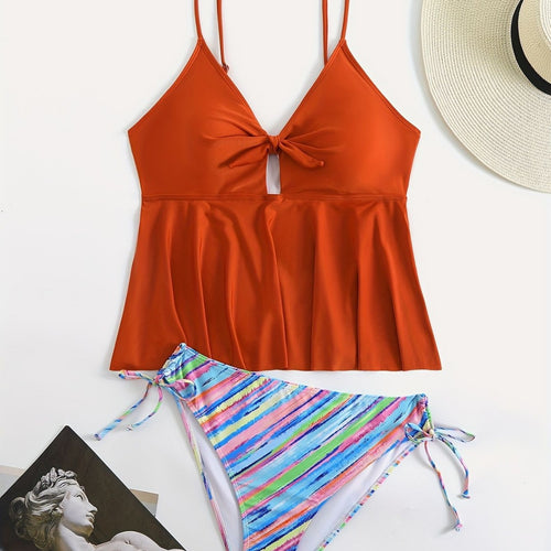 Damen Wickel-Bikini-Oberteil mit modischer Hose Drune